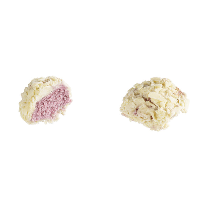 Blackcurrant truffle - white flaked truffle with dark blue blackcurrant paste based filling 13g