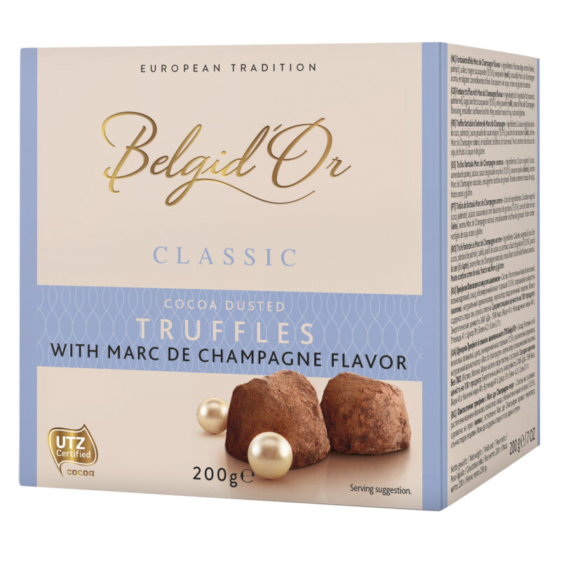 Belgian cocoa dusted truffles with Marc de Champagne flavour