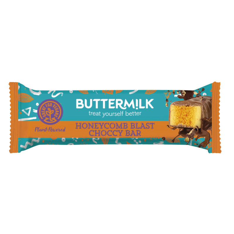 Buttermilk honeycomb bar enrobed in plant based chocolate