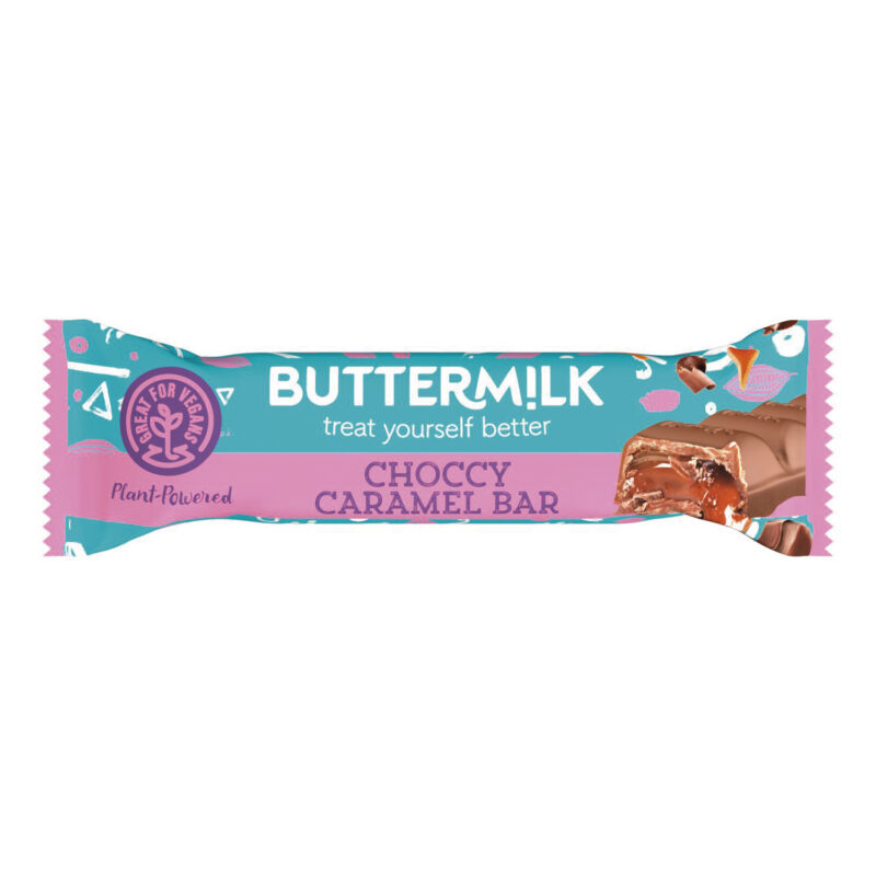 Buttermilk plant based chocolate segment bar with a caramel centre