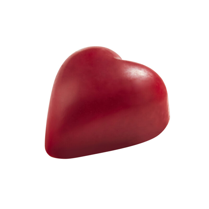 Julio - red coloured white chocolate heart with praline 14g