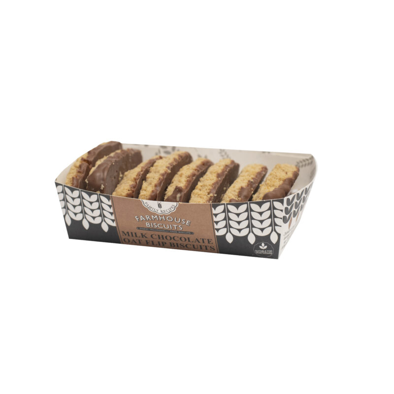 Farmhouse milk chocolate oat flip biscuits in tray - VAT FREE