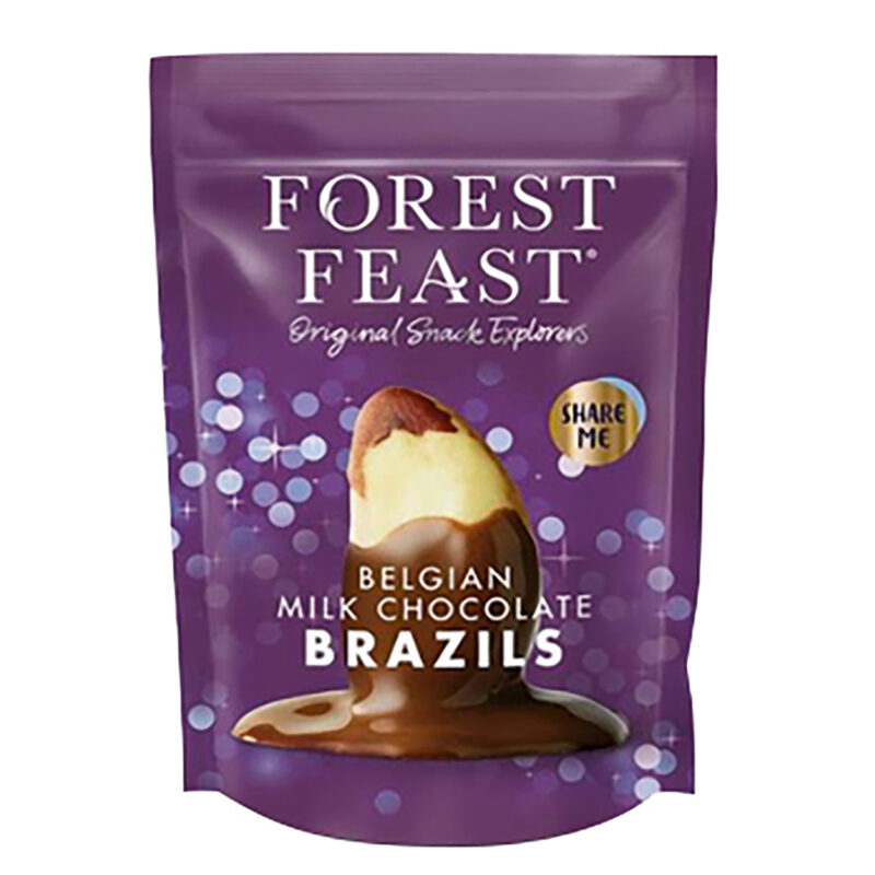 Forest Feast Belgian milk chocolate covered Brazil nuts in pouch