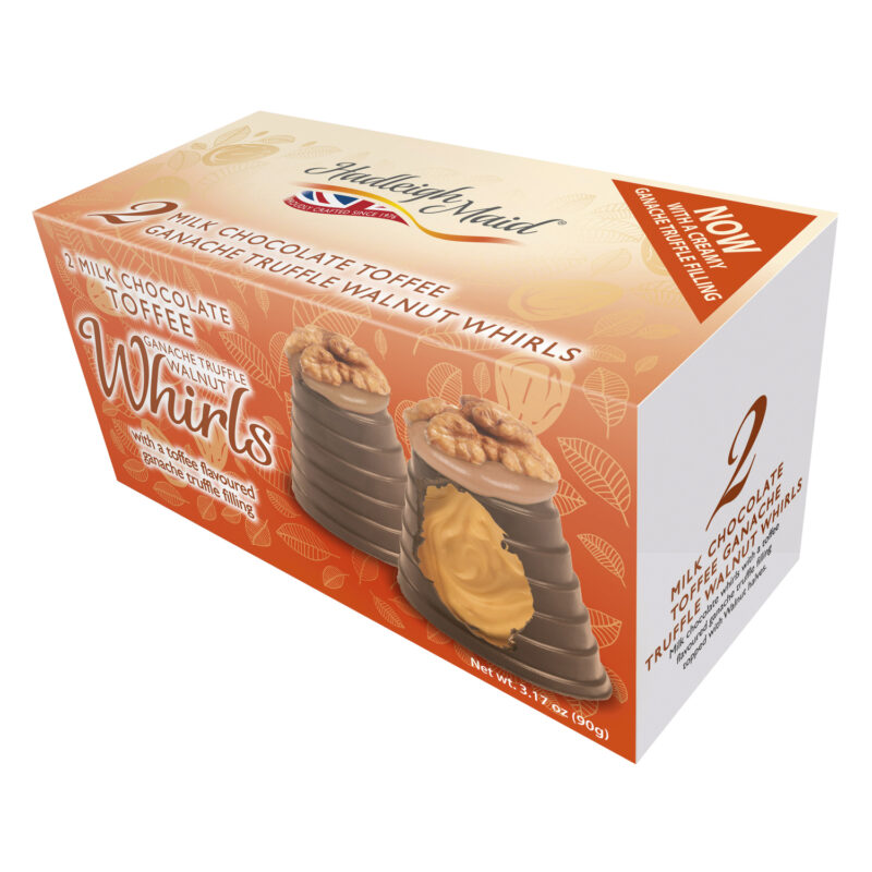 Milk chocolate toffee ganache walnut whirls twin pack