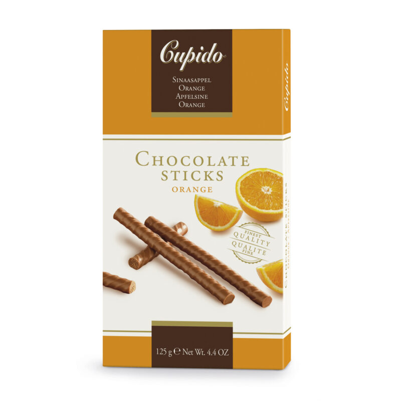 Cupido orange flavoured milk chocolate sticks
