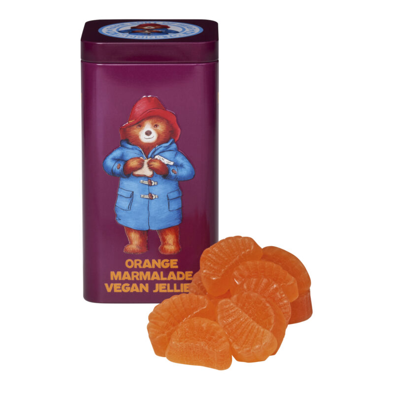 Paddington Bear gift tin of orange marmalade flavoured vegan jellies