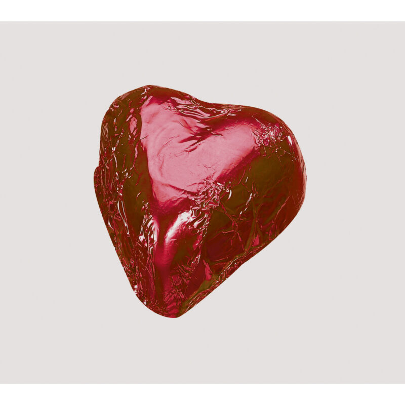 Red foiled heart - milk chocolate with praline 11g