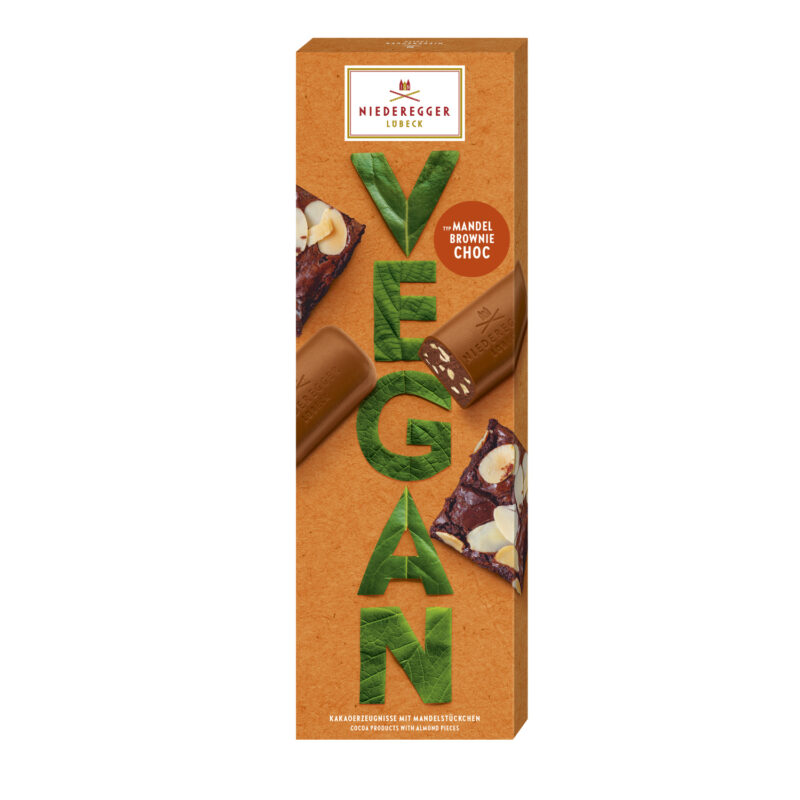 Vegan Brownie - alternative to milk chocolate praline loaves with almond brownie pieces