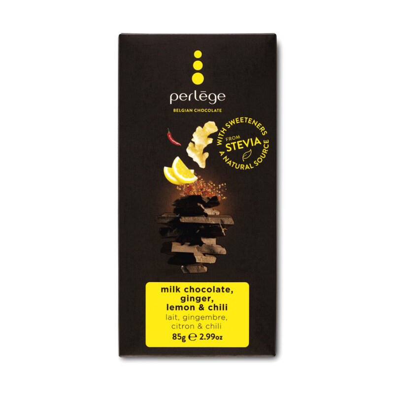 Milk chocolate tablet with ginger, lemon & chilli