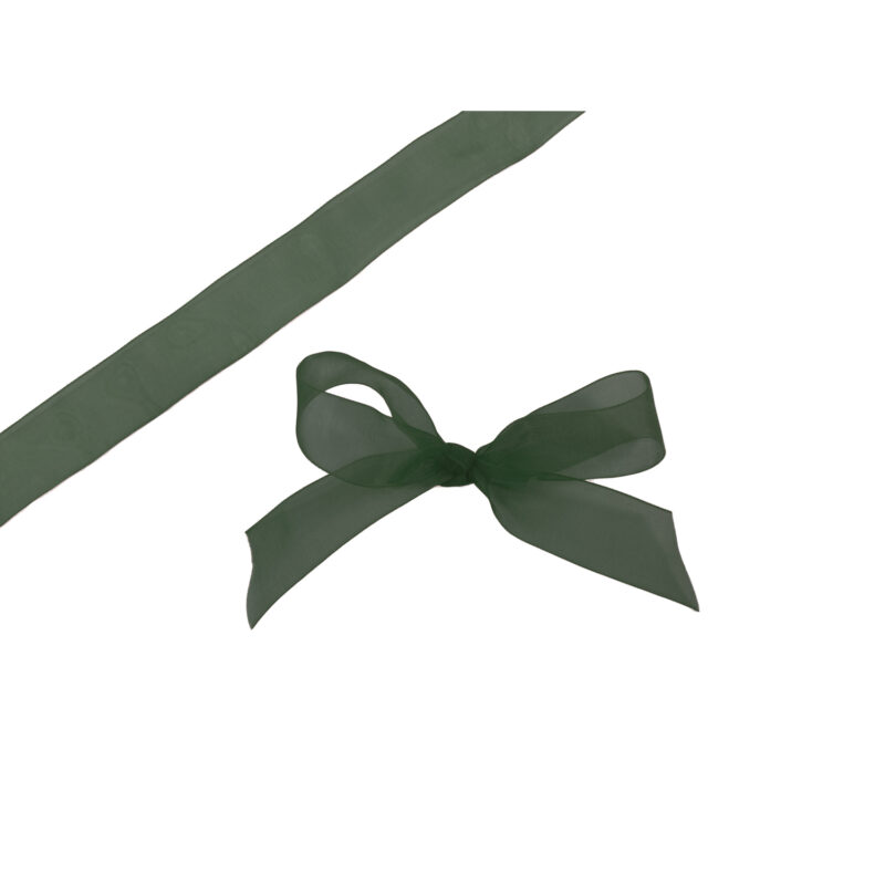 Hunter green organza woven edge ribbon