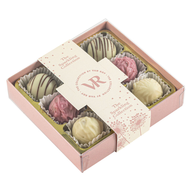 The Sparkling Collection of champagne truffles in 9pc pink gift box