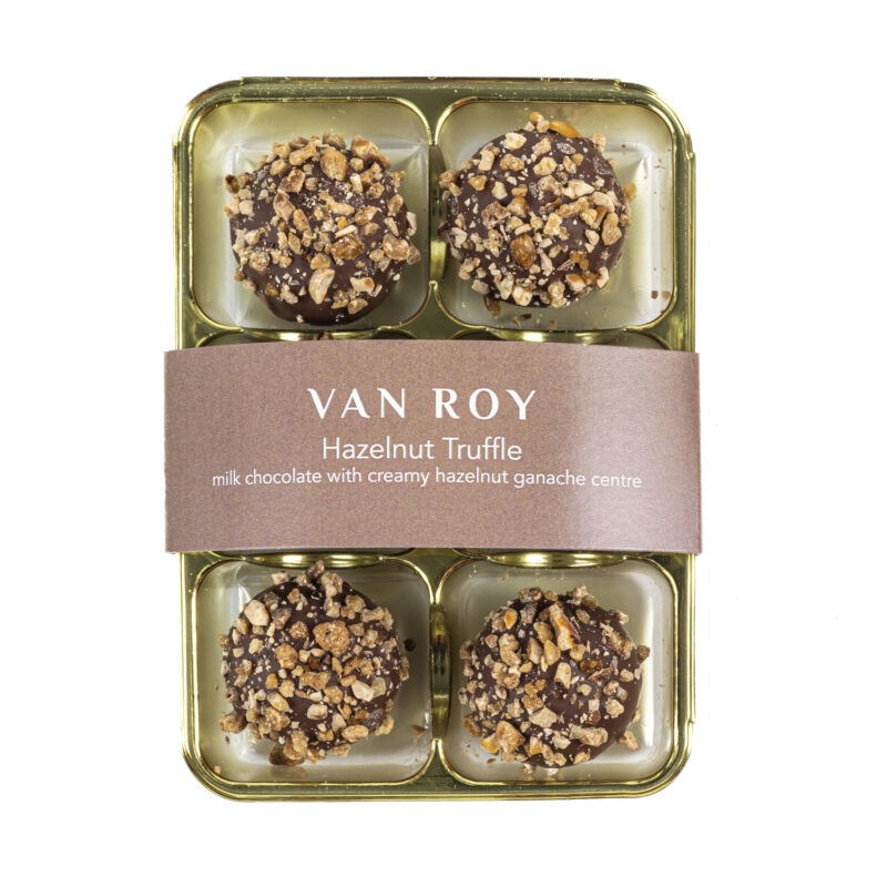 Van Roy 6 pack of hazelnut truffles in cello