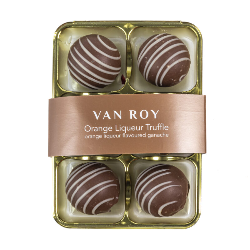 Van Roy 6 pack of orange liqueur truffles in cello