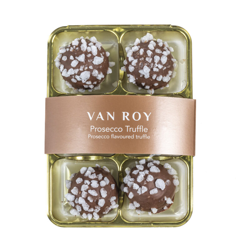 Van Roy 6 pack of prosecco truffles in cello