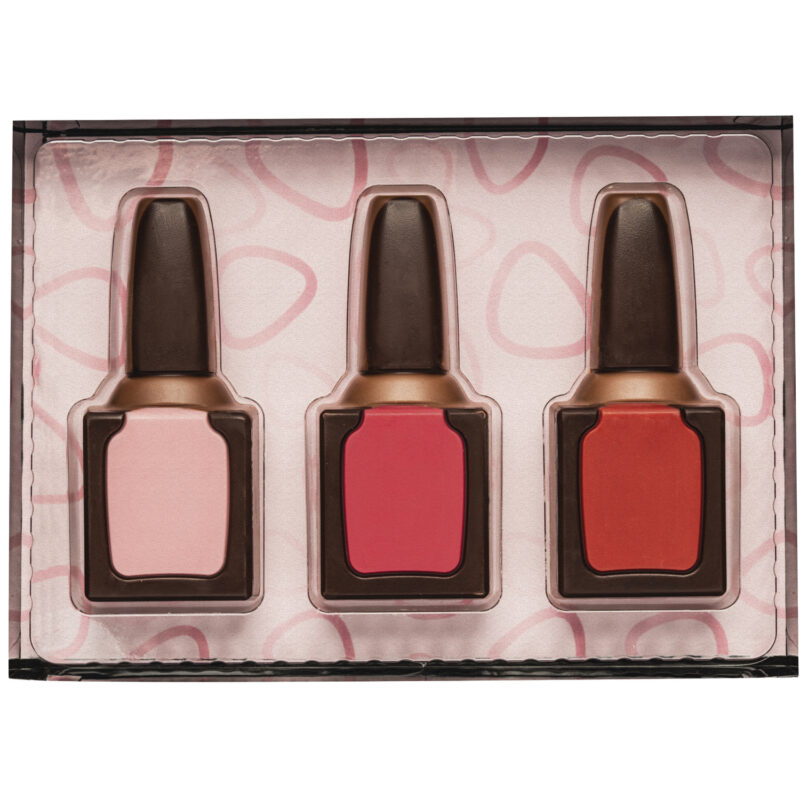 Decorated milk chocolate nail varnish set in gift box - 105mm