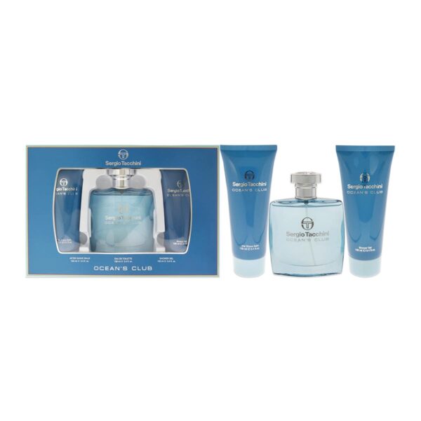 Sergio Tacchini Ocean’s Club Eau De Toilette 100ml Spray Balsamo After Shave 100ml Gel De Baño 100ml