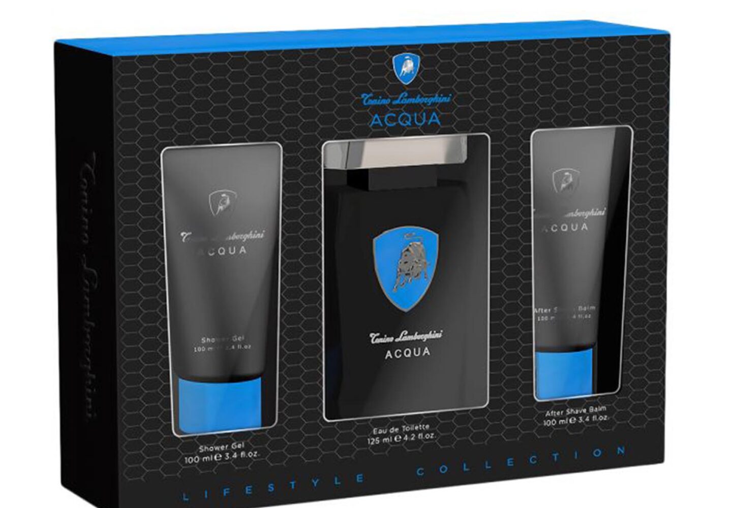 Tonino Lamborghini Acqua Eau De Toilette 125ml Spray Gel De Baño 100ml Balsamo After Shave 100ml