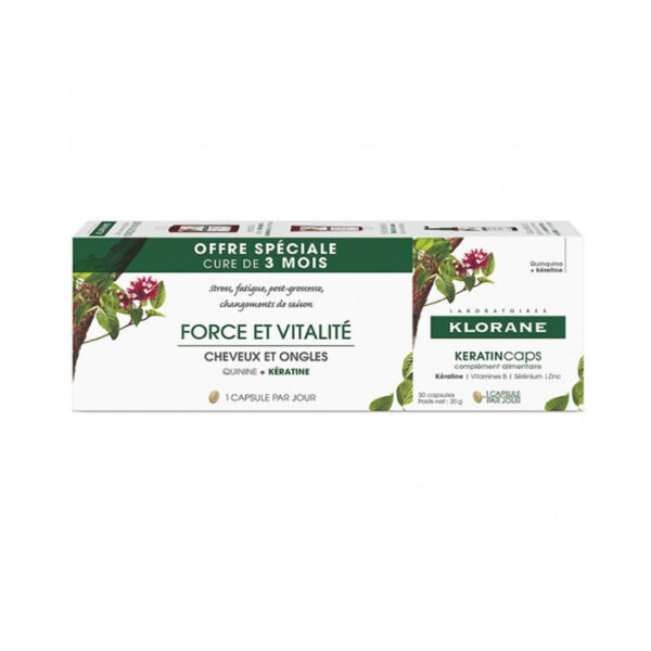 Klorane KeratinCaps Strength and Vitality 3×30 Capsules