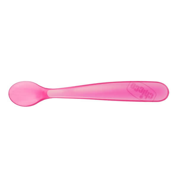 Chicco Duplo Soft Pink Silicone Spoon 6m+ 2 Units