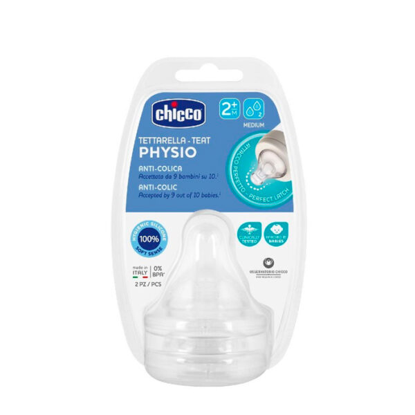 Chicco Physio Nipple 0M+ Silicone F/Slow 2U