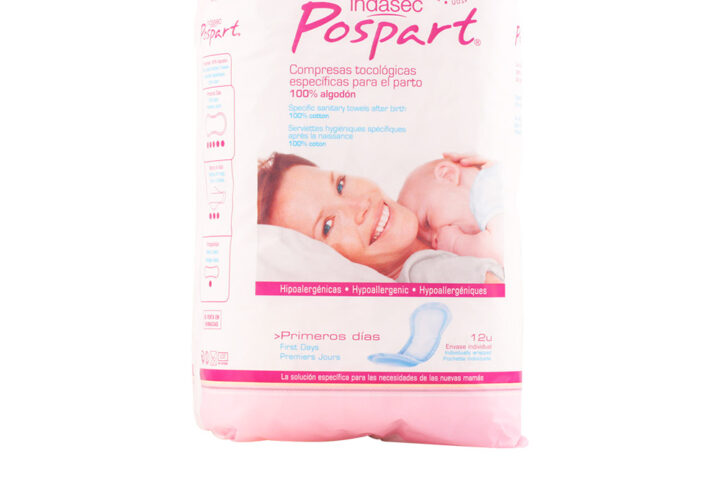 Indasec Pospart Tocological Compresses 100% Cotton 12 Units