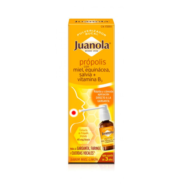 Juanola Propolis with Honey, Echinacea, Sage+ Vitamin B3 Oral Spray 30ml