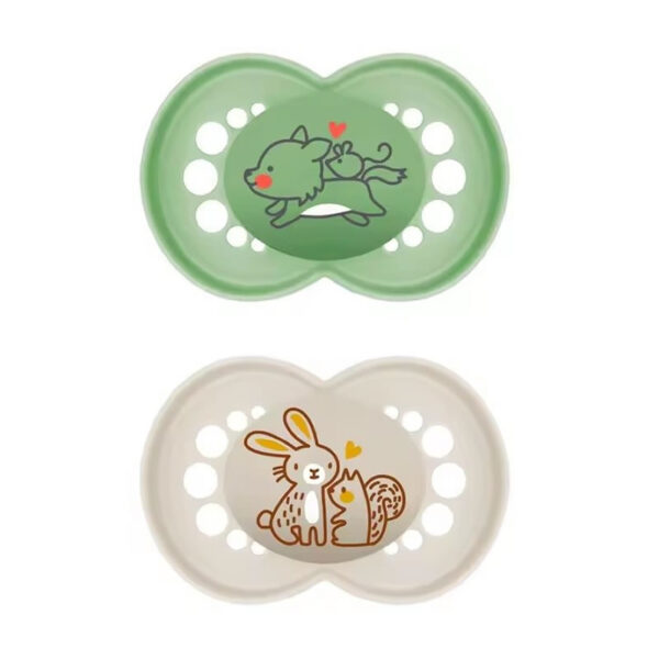 Mam Original Pure Silicone Pacifier +6 Months Green/Beige – 2 Units
