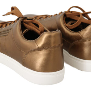 Gold Leather Mens Casual Sneakers