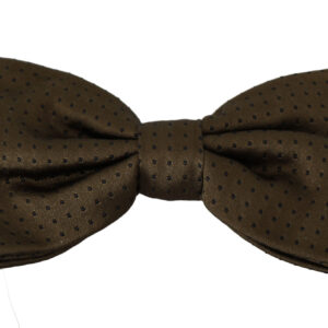 Brown Polka Dots Silk Adjustable Neck Papillon Men Bow Tie