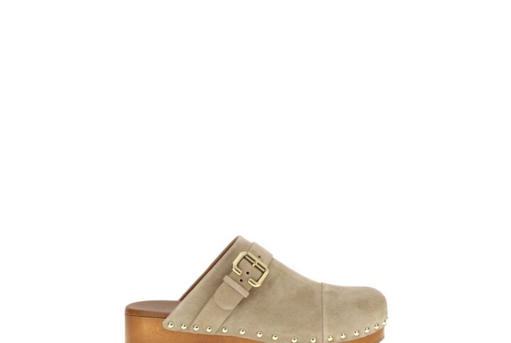 Beige Calf Leather Bos Taurus Clogs