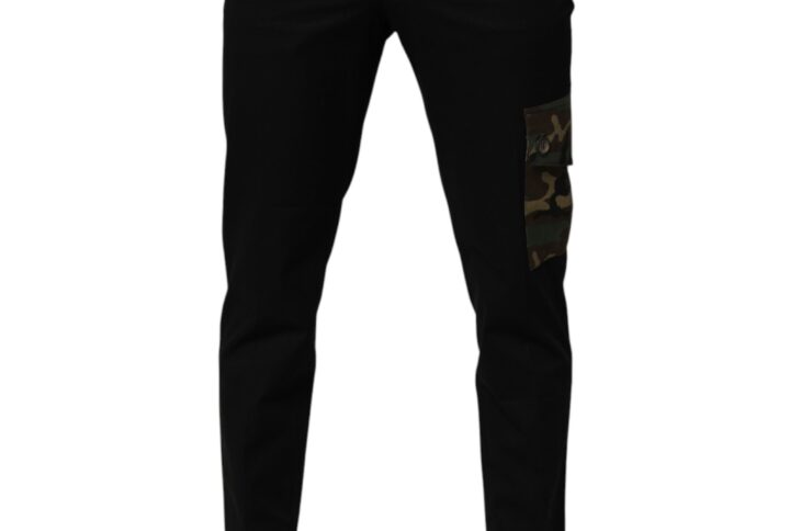Black Cotton Skinny Dress Cargo Trouser Pants
