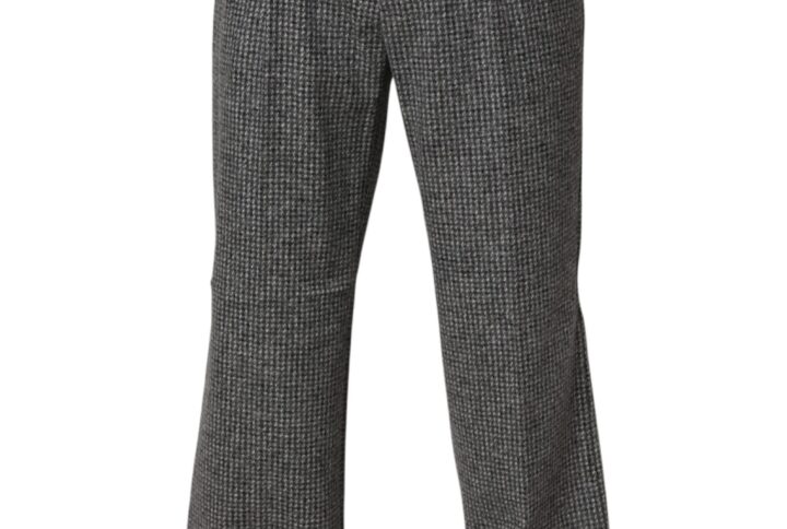 Gray Houndstooth Straight Dress Trouser Pants