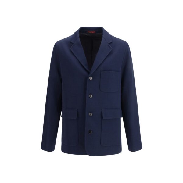 Blue Cotton Full-Length Jacket