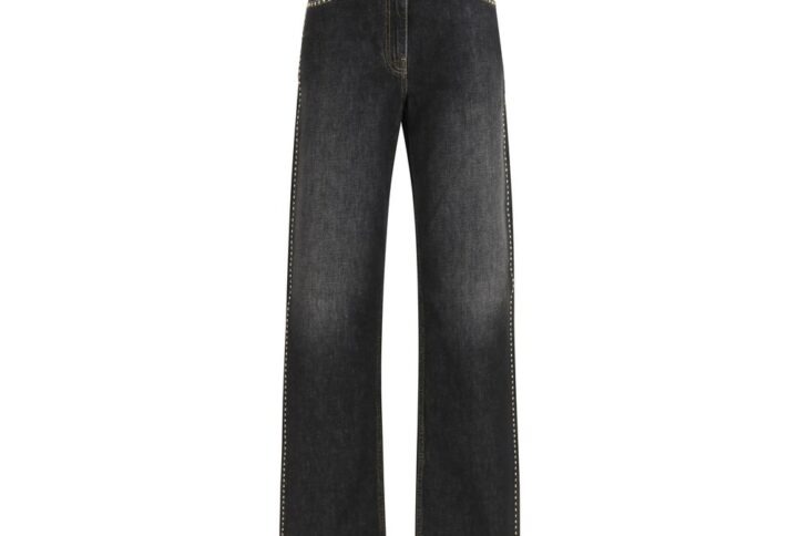 Black Cotton Straight-Leg Jeans - Jag Couture London