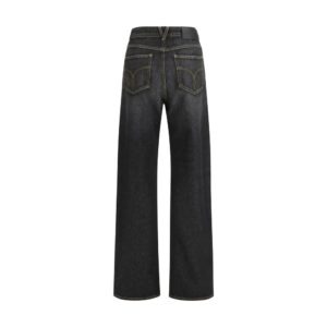Black Cotton Straight-Leg Jeans - Jag Couture London