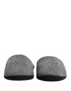 Grey Herringbone Cashmere Red Slippers Shoes