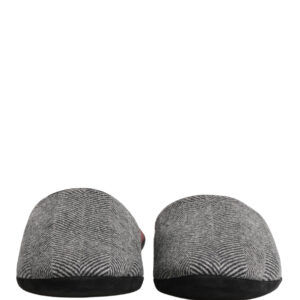 Grey Herringbone Cashmere Red Slippers Shoes