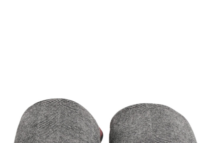 Grey Herringbone Cashmere Red Slippers Shoes