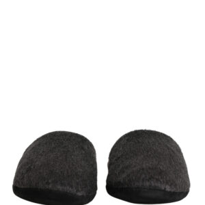 Dark Grey Charcoal Wool Red Slippers Shoes