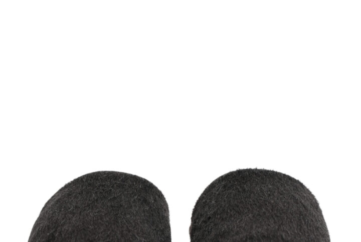 Dark Grey Charcoal Wool Red Slippers Shoes