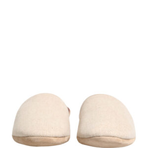 Beige Shetland Wool Red Quilted Slippers Shoes