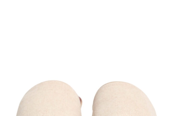 Beige Shetland Wool Red Quilted Slippers Shoes | Jag Couture London – New York