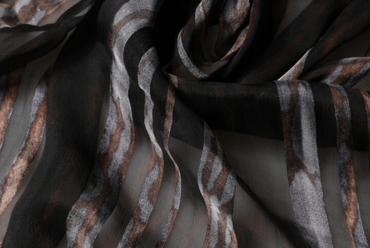Black Stripes Silk Wrap Shawl Stole 193cm x 131cm Scarf - Jag Couture London