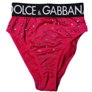 Pink Embellished High-Waist Brief Logo Underwear
