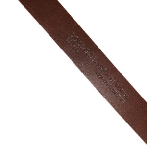 Red Leather Gold Tone Metal Buckle Men Belt