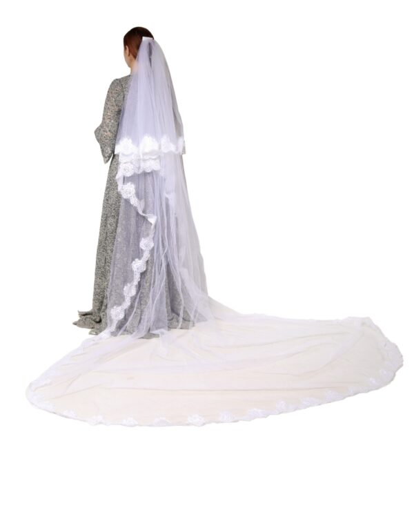 White Floral LaceNylon Floor Length 3M Long Veil