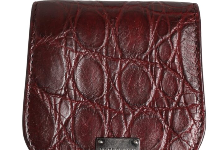 Burgundy Exotic Skin Condom Case Holder Pocket Wallet