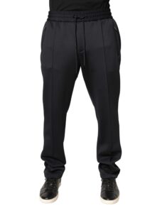 Black Polyester Skinny Jogger Trouser Pants