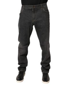 Dark Gray Slim Fit Cotton Men Denim Jeans