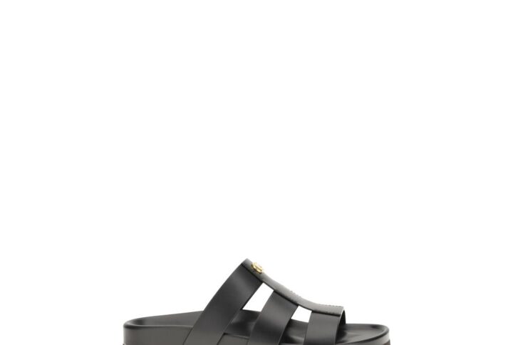Black Calf Leather Bos Taurus Sandals